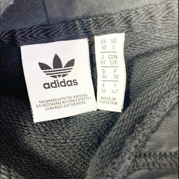 Adidas Trefoil Hoodie in Black/White Pockets Sweatshirt Size Small - Picture 6 of 8